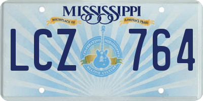 MS license plate LCZ764
