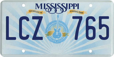 MS license plate LCZ765