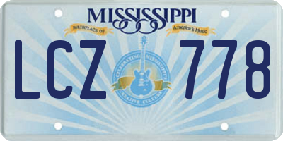 MS license plate LCZ778