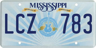 MS license plate LCZ783