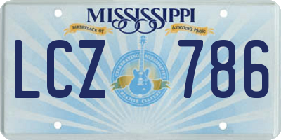 MS license plate LCZ786