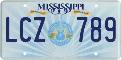 MS license plate LCZ789