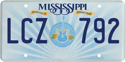 MS license plate LCZ792