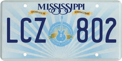 MS license plate LCZ802