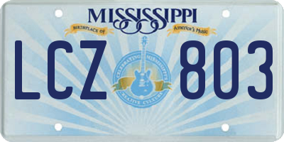MS license plate LCZ803