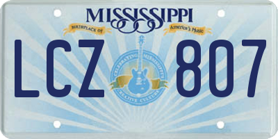 MS license plate LCZ807