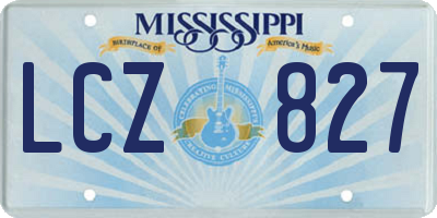 MS license plate LCZ827