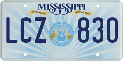 MS license plate LCZ830