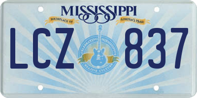 MS license plate LCZ837