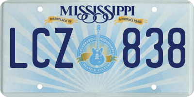 MS license plate LCZ838