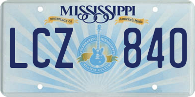 MS license plate LCZ840