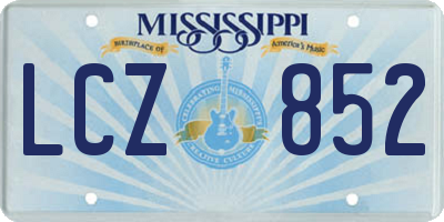 MS license plate LCZ852