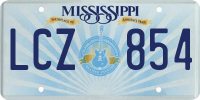 MS license plate LCZ854
