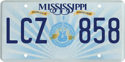 MS license plate LCZ858