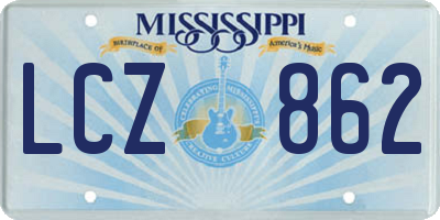 MS license plate LCZ862