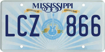 MS license plate LCZ866