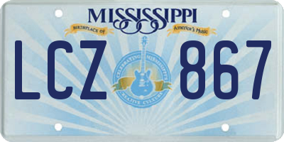 MS license plate LCZ867