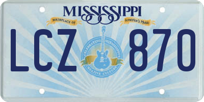 MS license plate LCZ870