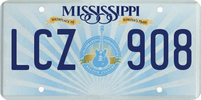 MS license plate LCZ908