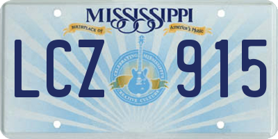 MS license plate LCZ915