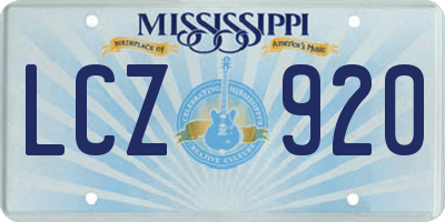 MS license plate LCZ920