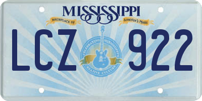 MS license plate LCZ922