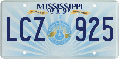 MS license plate LCZ925
