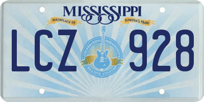 MS license plate LCZ928