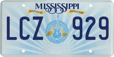 MS license plate LCZ929