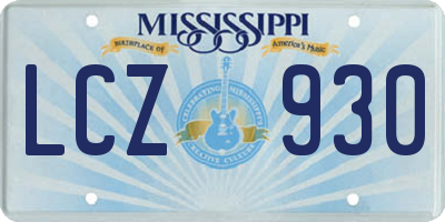 MS license plate LCZ930