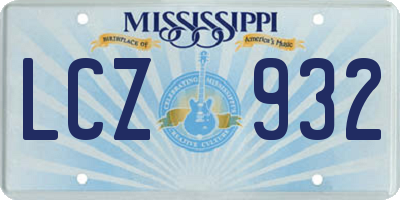 MS license plate LCZ932