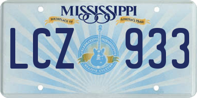 MS license plate LCZ933