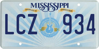 MS license plate LCZ934