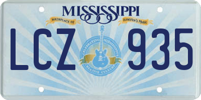 MS license plate LCZ935