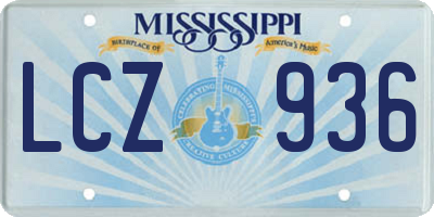 MS license plate LCZ936