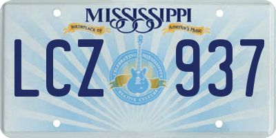 MS license plate LCZ937