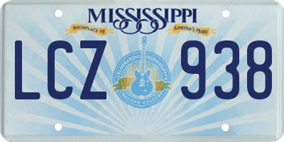 MS license plate LCZ938