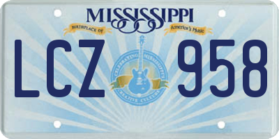 MS license plate LCZ958