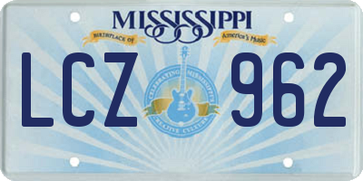 MS license plate LCZ962