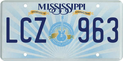 MS license plate LCZ963