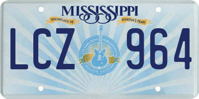 MS license plate LCZ964