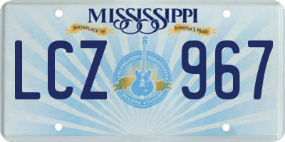MS license plate LCZ967