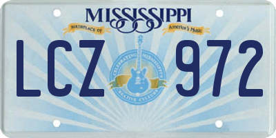 MS license plate LCZ972