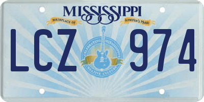 MS license plate LCZ974