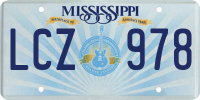 MS license plate LCZ978