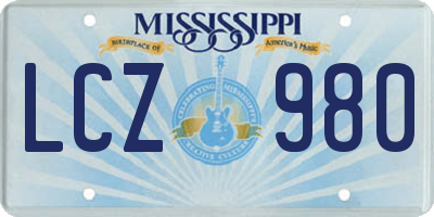 MS license plate LCZ980