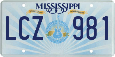 MS license plate LCZ981