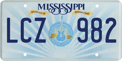 MS license plate LCZ982