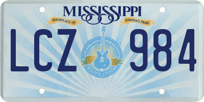 MS license plate LCZ984
