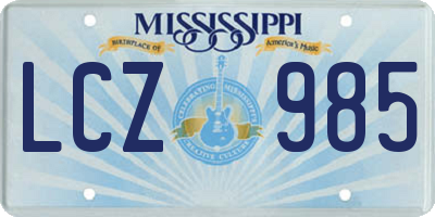 MS license plate LCZ985